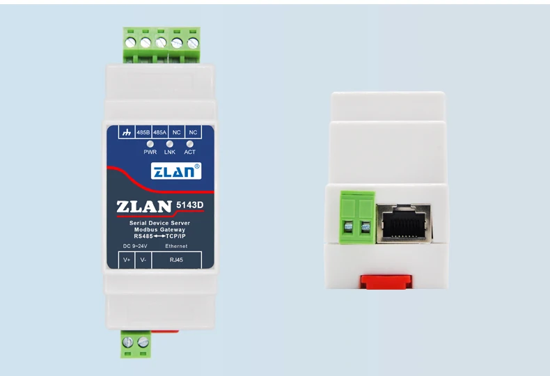 

ZLAN5143D Din Rail Mounting Tiny Size RS485 Serial port to TCP/IP Ethernet Converter server Modbus RTU to Modbus TCP