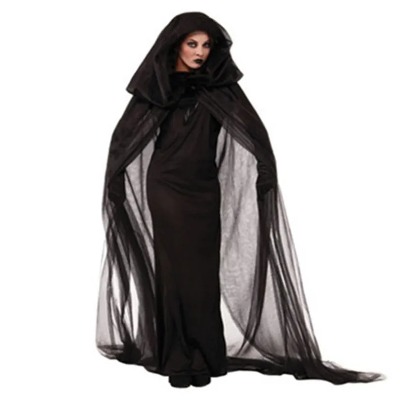 

Adult Halloween Devil Costume Night Roaming Ghost Witch Black Long Skirt Women's Cosplay Outfit Ghoulish Attire for Ladies