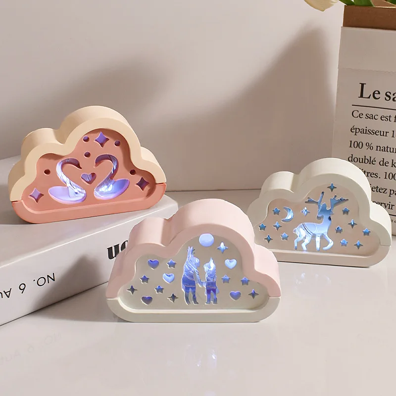 

Силуэт в форме облака, силиконовая форма, держатель для лампы, лебедь, единорог, лось, пара, узор, сделай сам, ароматерапия, гипсовый ночник, орнамент