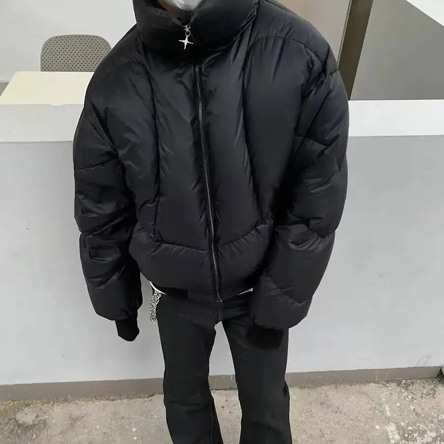 Vintage American Style Men's Cotton Coat Jacket High End Feel Casual Loose Fit Warm Padded Jacket For Autumn/Winter Black Cotton