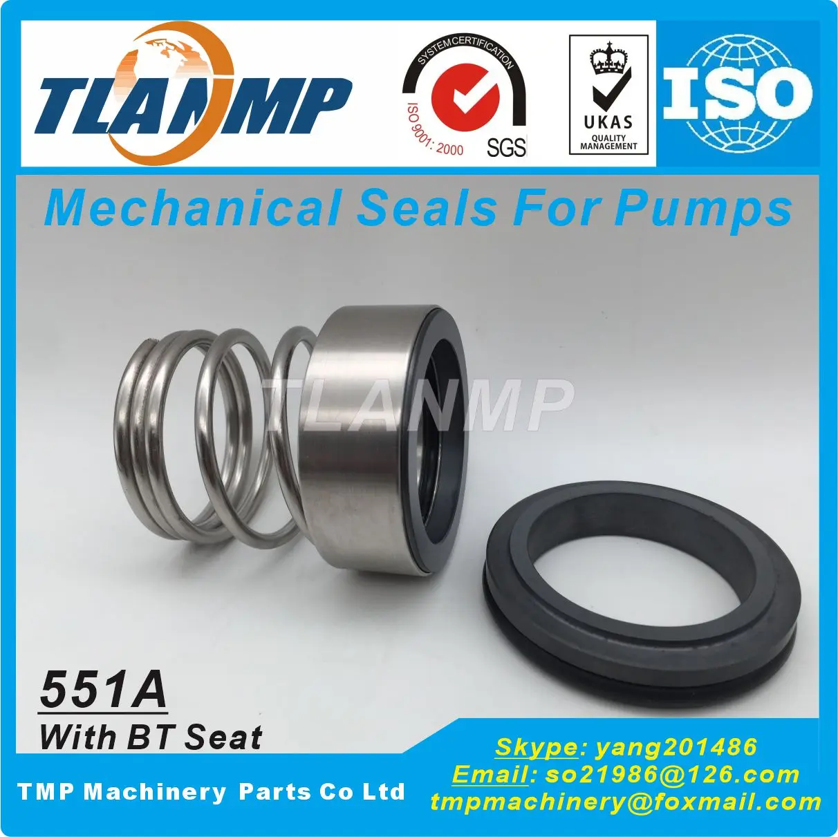 

551A-38/40/43/45/48/50/60/75 Mechanical Seals with BT Seats (BT-RN,VUL-CAN 12,Flow-serve 42,ROTE-N R2,UNI-TEN U2,AES-SEAL T03)