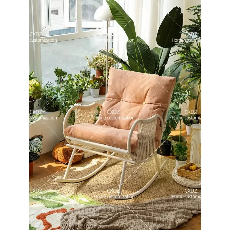 Adult Rocking Chair Recliner for Balcony Living Room Outdoor Garden Rattan Leisure Sofa Lazy Chair Home Furniture