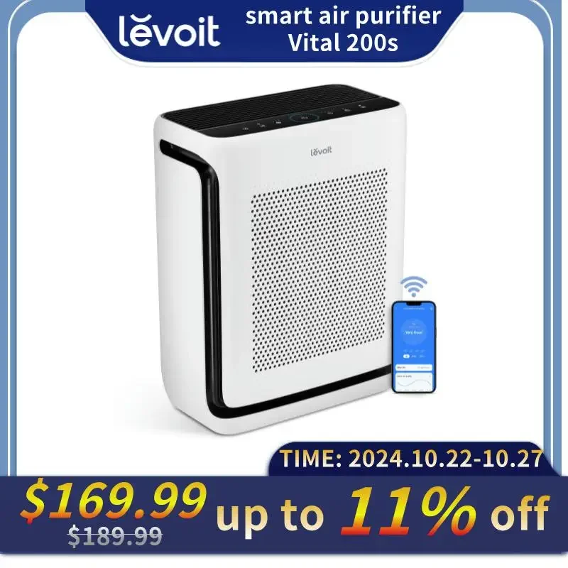 LEVOIT Vital 200s Air Purifier for Home Large Room Up to 1900 Ft², Smart WiFi, HEPA Washable Filter, Anti-allergy,Pet Hair,Smoke