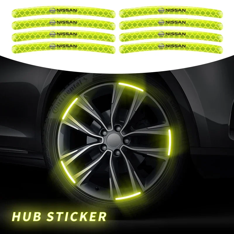 Car Wheel Hub Reflective Stripes Door Safety Opening Warning Sticker Tape For Nissan Qashqai X J10 J11 Tiida Teana Pulsar Altima