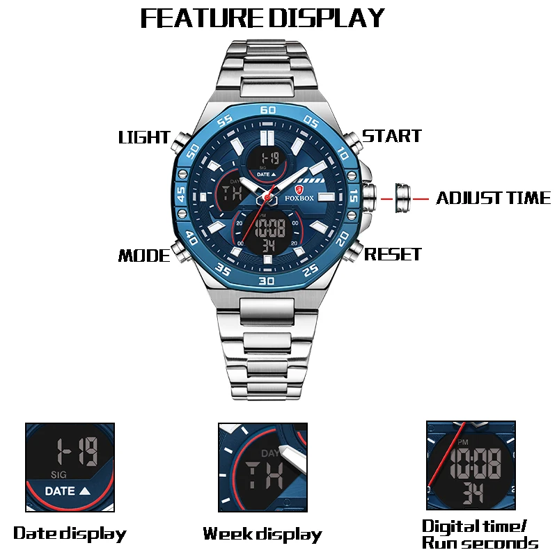 LIGE Luxury Watch Men Digital Dual Display Chronograph Military Sport Mens Watch Waterproof Calendar Quartz Watches Reloj Hombre