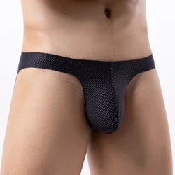 Men Briefs Underwear U Convex Large Bag Men's Single Thong Ice Silk Seamless Bottom Wear Mesh Breathable Solid Daily Panties