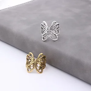 Anel de borboleta boho retrô para mulheres, cor prata, coruja, anjo, asa, gato, animal, anéis de abertura irregulares, presente da jóia vintage, moda 10 principais vendas anel asas anjo - №2