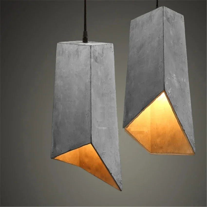 Lámparas colgantes de cemento, estilo nórdico rústico, 4 tipos de lámparas de cemento natural, accesorios de iluminación industriales vintage colgantes