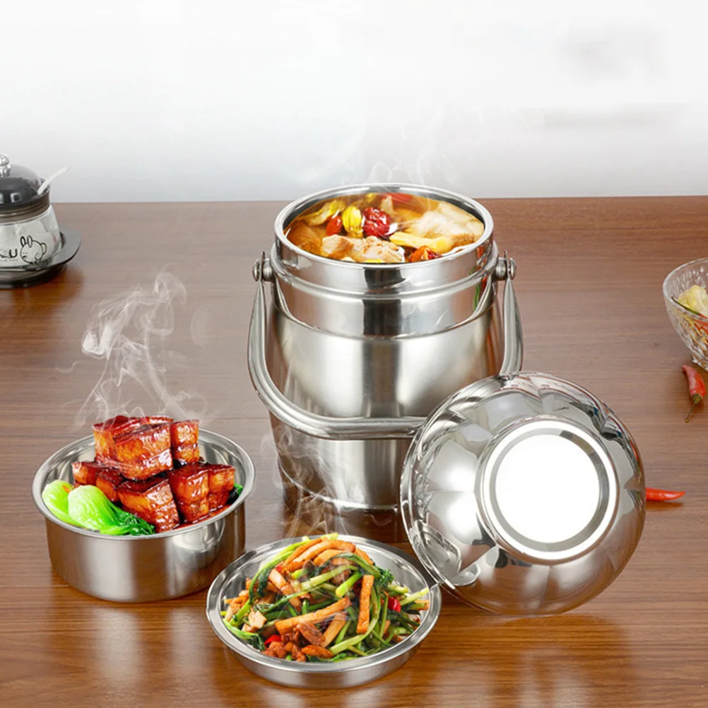 

1Set Thermal Lunch Box Stainless Steel Leakproof Insulated Food Container Double Layer Pan Large Capacity Food Storage for Work