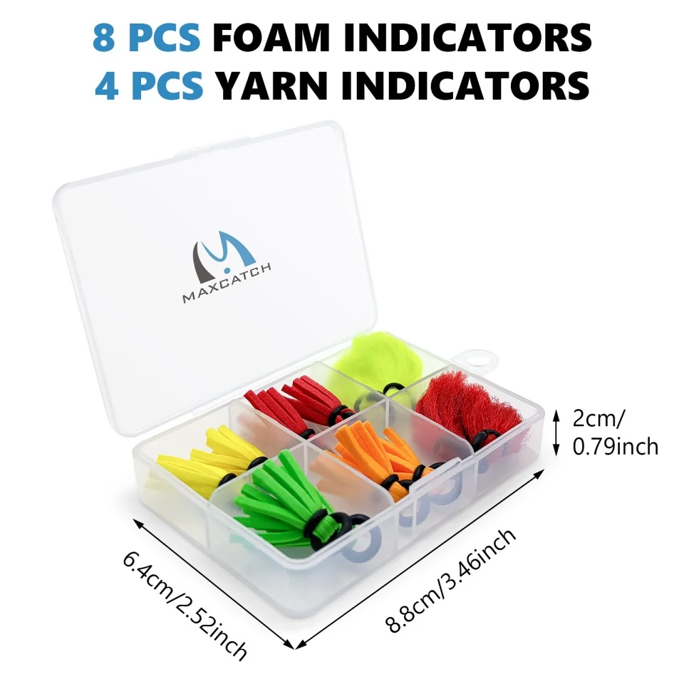 Maximumcatch 12PCS Yarn& Foam Indicator Kit Fly Fishing Yarn Foam Float Bobber Fishing Accessories