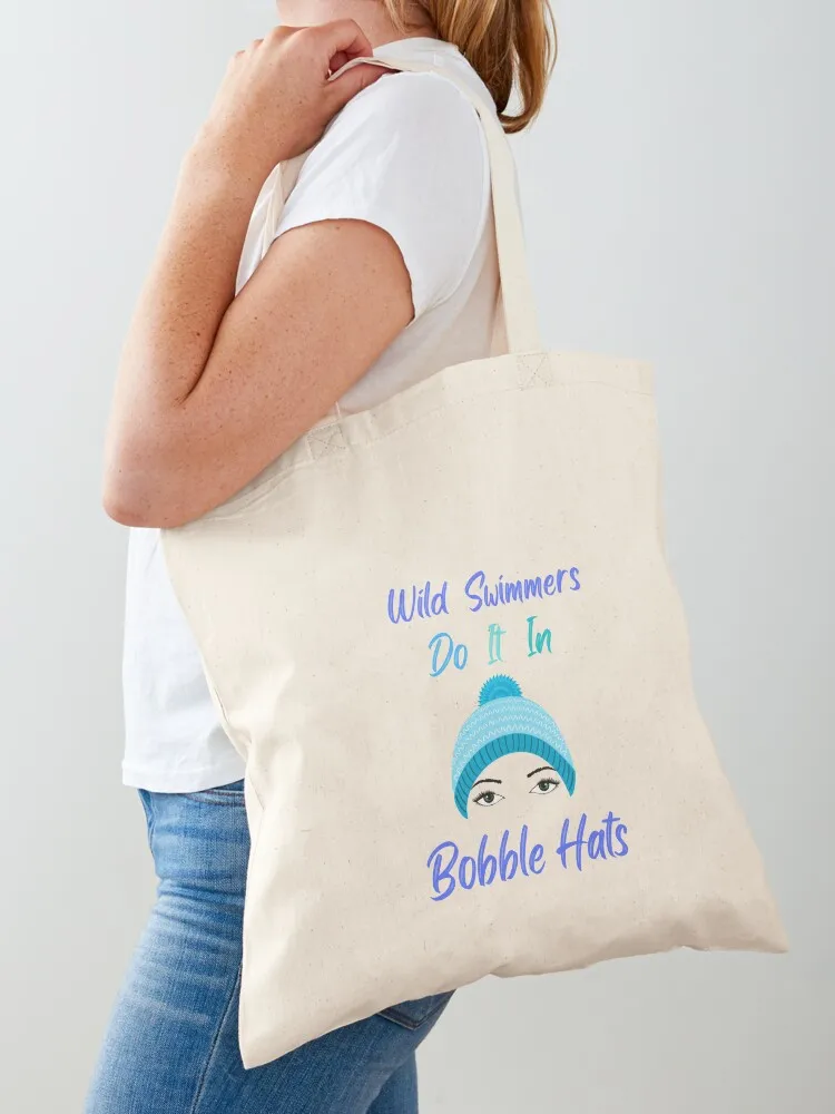 Wild Swimmers Do It In Bobble Hats Wild Swimming Lover Gift Tote Bag cute tote bag cute pouch bag Women's bags Canvas Tote