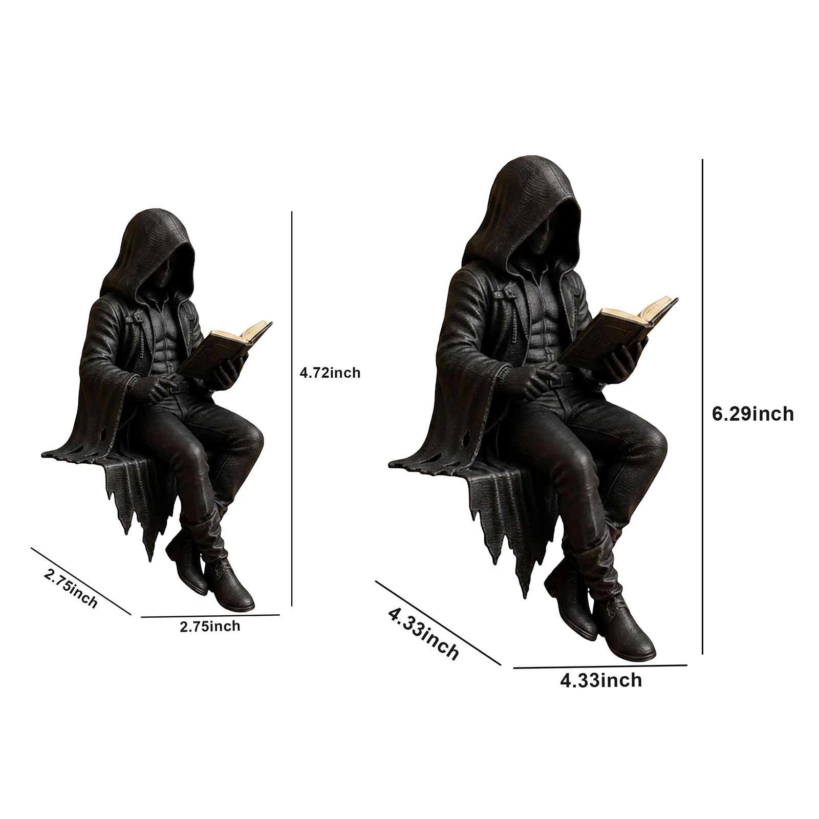 Gothic Dark Mystery Reading Figurines Versatile Display Accent Demon Figurine Retro Detailed Craftsmanship for Collector Display