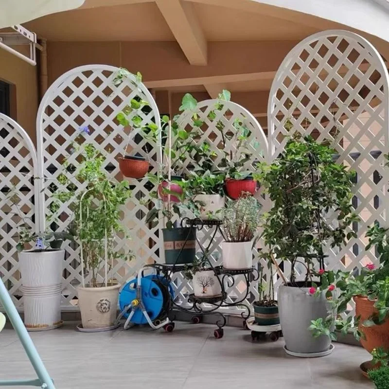 Antiseptic wood garden fence white partition outdoor grid decoration balcony vine climbing frame