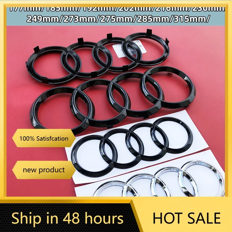 

4 Ring logo ABS Silver/Black Car Hood Front Bonnet Grill Rear Trunk Emblem Badge Sticker For Audi A3 A4 A5 A6 A7 Q2 Q3 Q5 Q8 TT