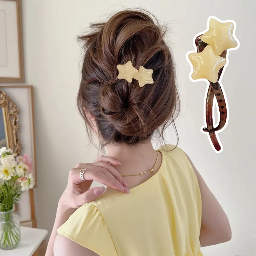 Pince à cheveux torsadée étoile élégante pour femmes, 1 pièce, pince à cheveux antidérapante, accessoires pour cheveux doux, maquillage crabe, petites épingles à cheveux