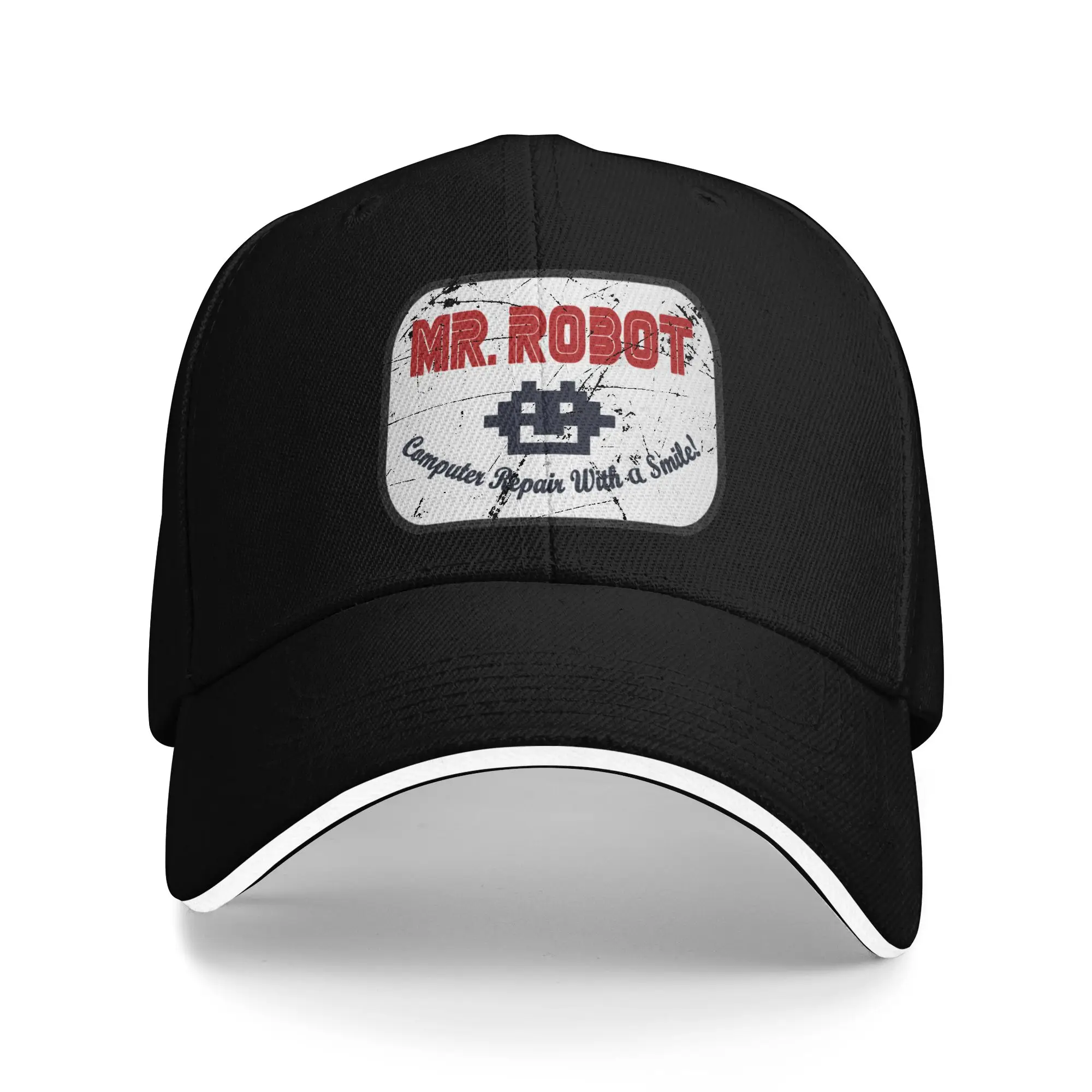 Men Women Mr Robot Computer Repair With A Smile Cap Outdoor Baseball Caps Polyester  Hat Sun Hat Breathable Trucker Cap Summer