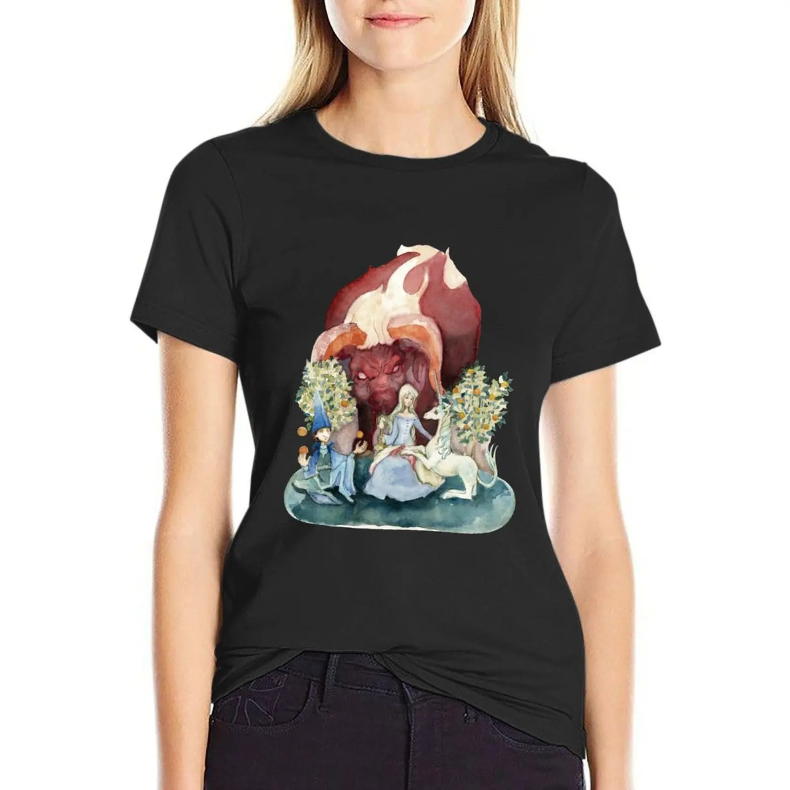 The Last Unicorn Medieval T-Shirt blanks heavyweights customs t-shirts for Women loose fit