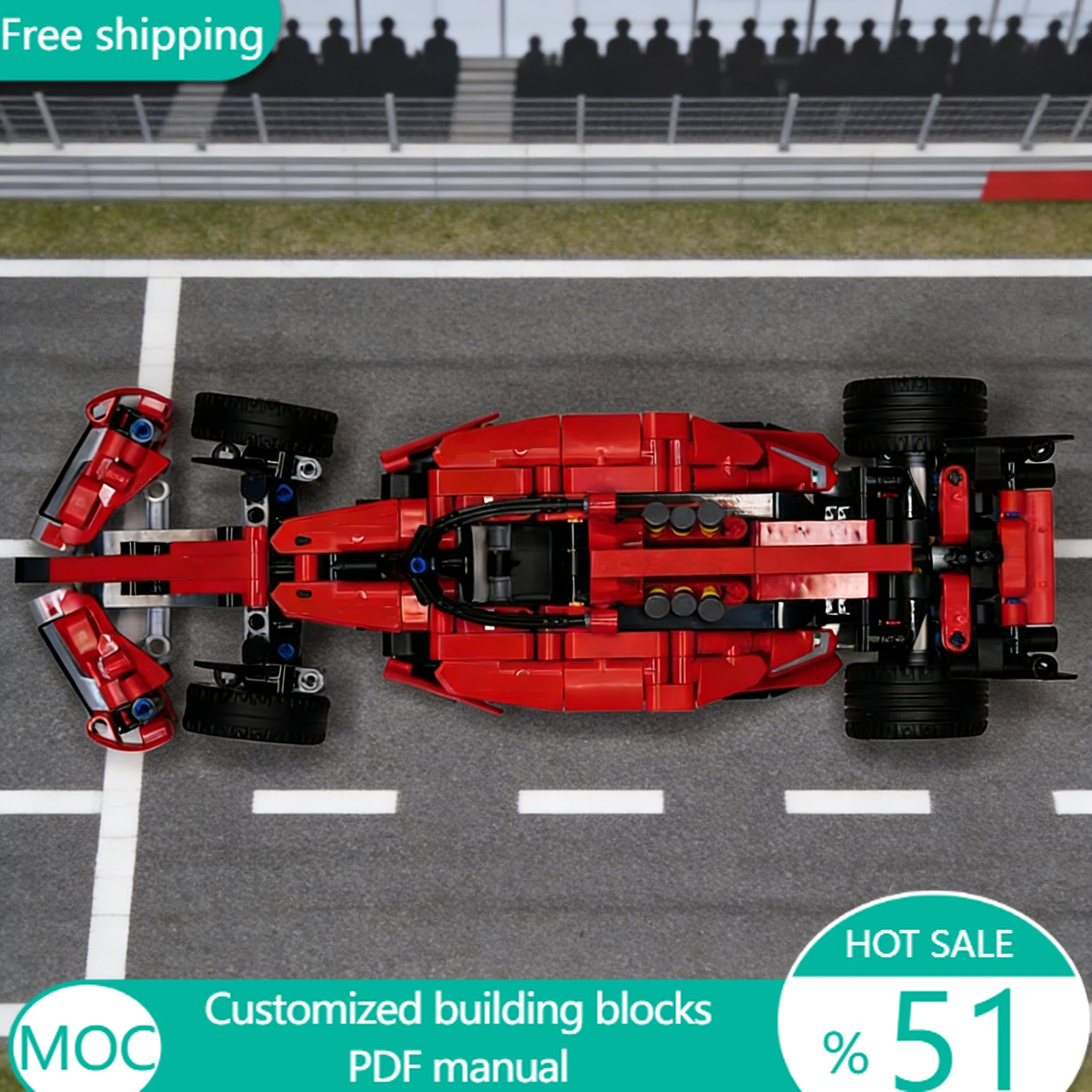 

506 деталей, красный, на заказ, 25 супер-гоночных модулей, конструктор MOC, модульный дизайн, популярная технология, игрушка для мальчиков, подарок на Рождество