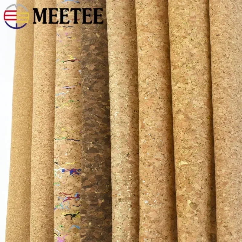 90x140cm Meetee 0.5mm Thick Natural Cork Fabric Wood Grain Leather Cloth Roll Material for Background Shoes DIY Decor Crafts