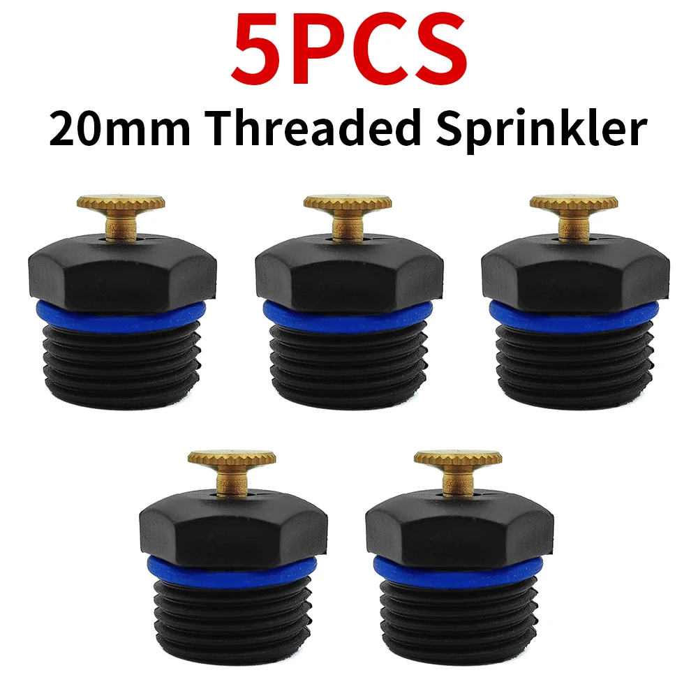 WUJIE 5PCS 20mm Adjustable Watering Sprinkler 1/2\'\' Thread Spray Nozzle Garden Lawn Drip Irrigation System Kit Home Garden Tools