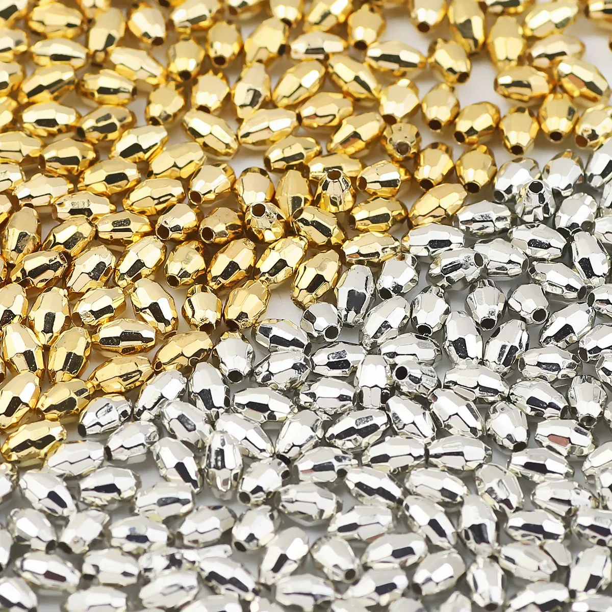 Vergoldete CCB facettierte Reiskörner lose Distanzperlen 6 mm 100/200/400/800 Stück für Schmuckherstellung DIY Armband Halsketten Ohrringe