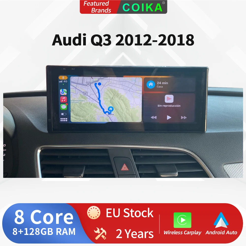 8 Core Android 13 System Car Multimedia Stereo For Audi Q3 2012-2018 RMC Google WIFI 4G SIM IPS Touch Screen GPS Navi Carplay