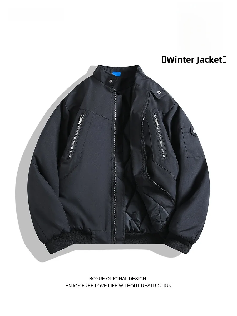 

Boyue Winter Workwear Flight Jaet Thiened Cotton Coat High Street Zipper Design ex Stand Collar Long Sve Warmth Yo...