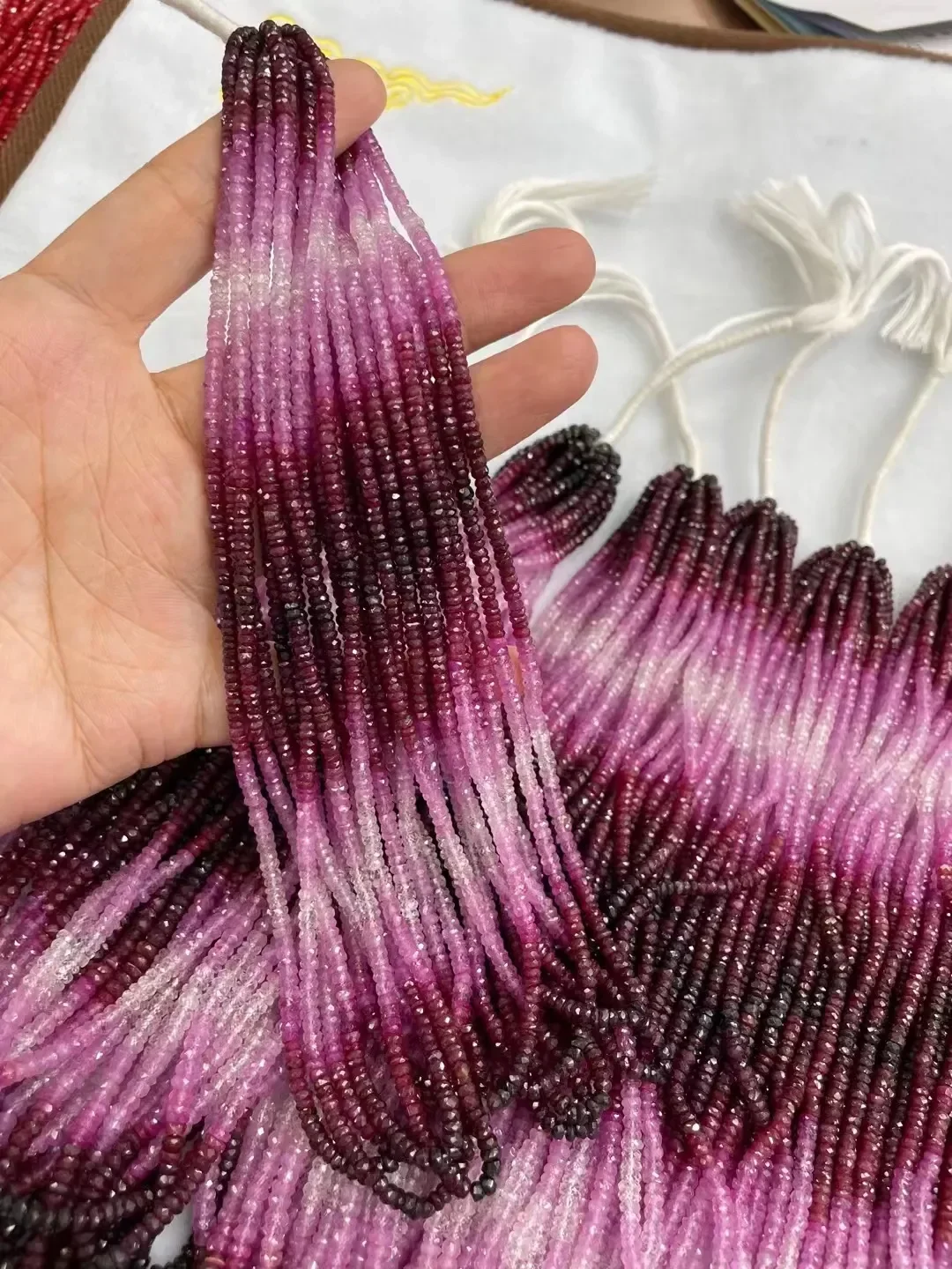 

AAAA Natural Loose Beads Red Ruby Roundelle Faceted 2-4m DIY Jewelry Making 40cm Natural Gem Stone Women's Gift for Wholesale