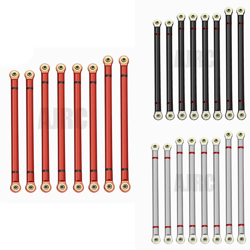 8pcs Metal Suspension Tie Rod Wheelbase 313mm Connecting Rod for 1/10 RC Crawler Axial SCX10 RGT 86100 RC Car Upgrade Parts