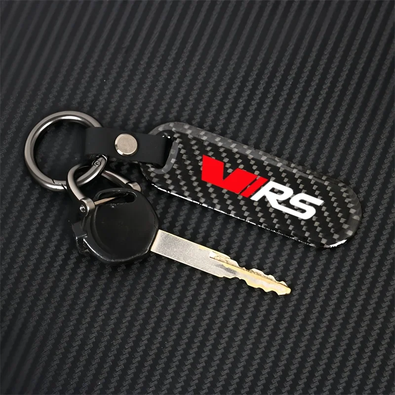 1PCS Carbon Fiber Car Keychain Key Chain Cool Pendant Keyring For Skoda VRS Octavia 4 a7 a5 5e FABIA KAMIQ KAROQ Car Accessories