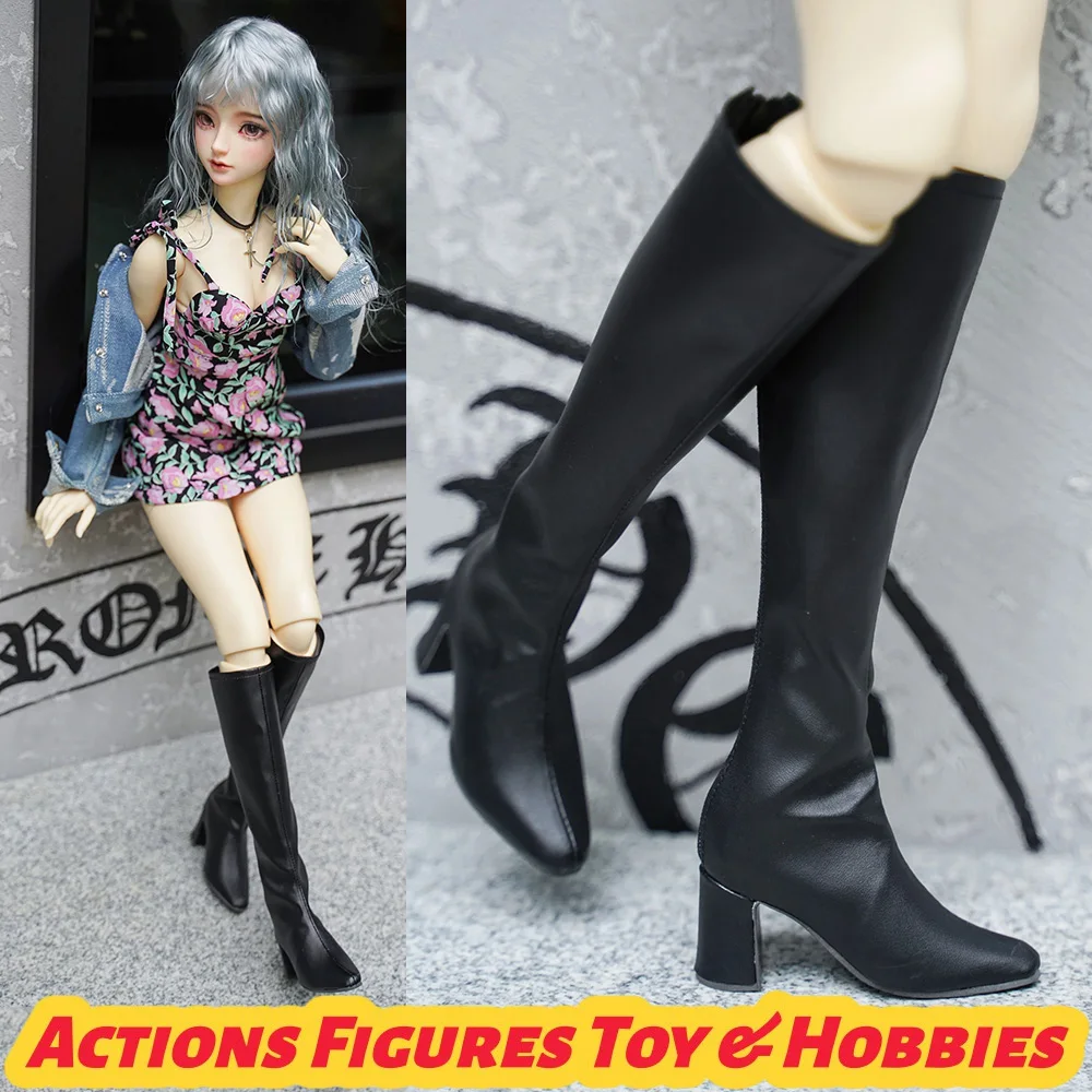 

【Only Shoes】1/3 Scale Female Black Leather Long Boots High Heels Shoes Accessories for BJD Dolls SD16 AS impl FL Model DIY
