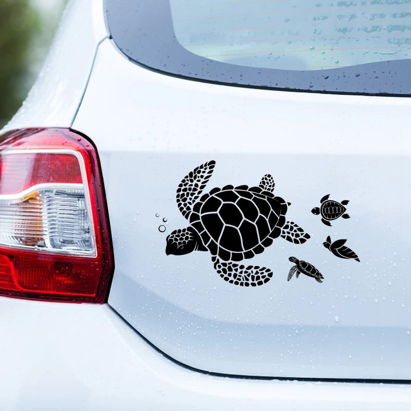 S52443 # Keine Hintergrund Auto Aufkleber Mutter Schildkröte und Baby Turtles Vinyl Aufkleber Pegatinas Para Coche Auto Zubehör