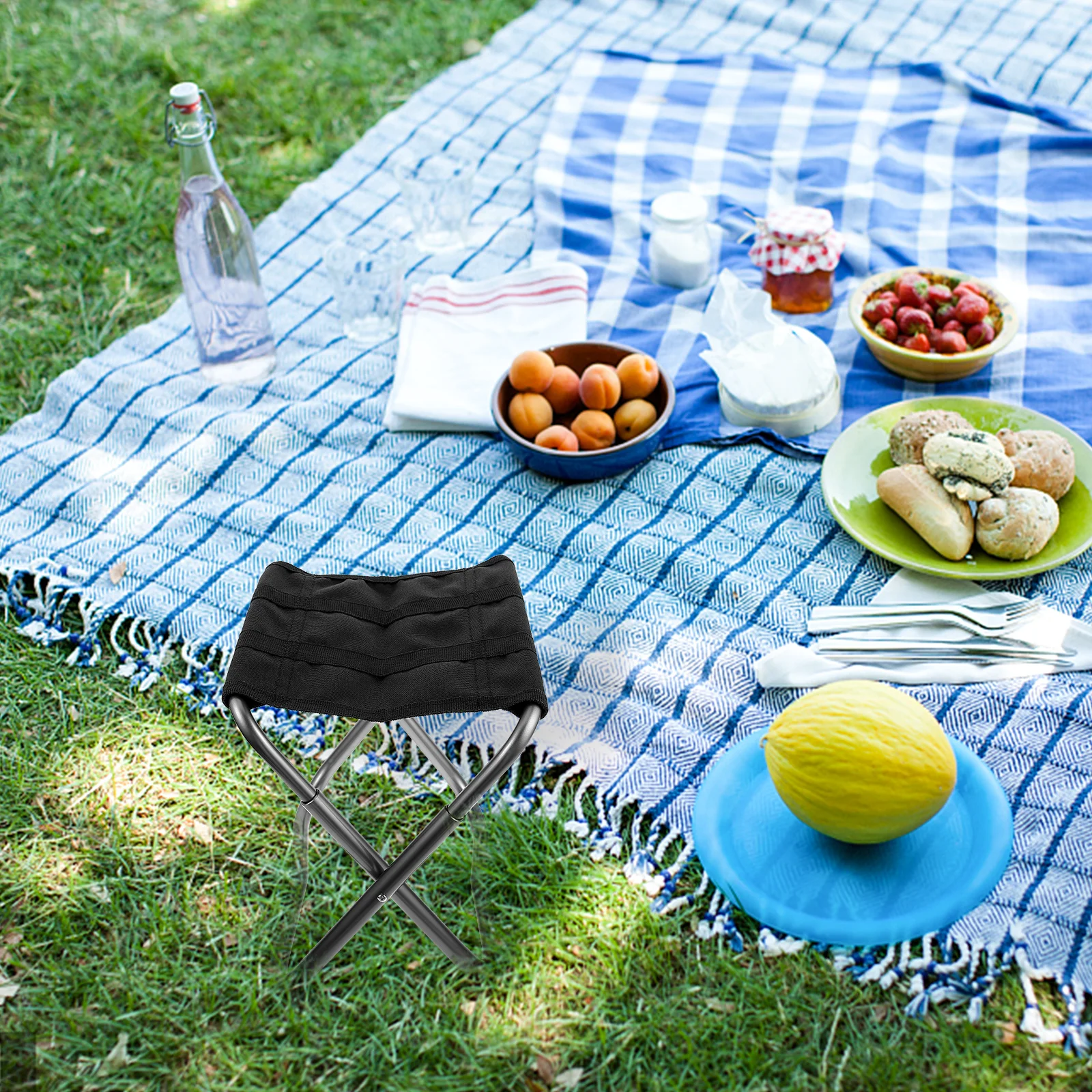 

Portable Folding Stool Lightweight Aluminum Alloy Camping Chair Compact Foldable Bench for Outdoor Fishing Picnic Garden