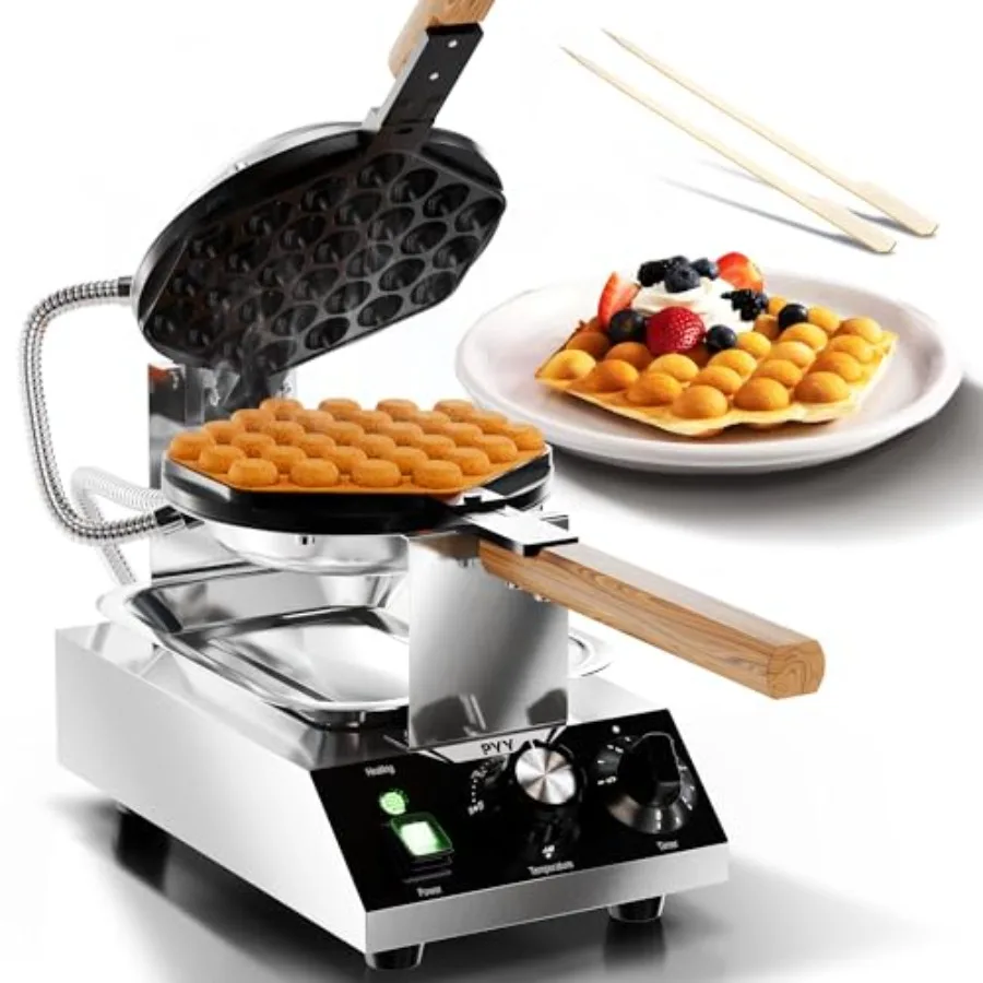 Bubble Waffle Maker - Commercial Puff Waffle Iron Machine 180 Rotating Non-stick Coating  Hong Kong Stainless