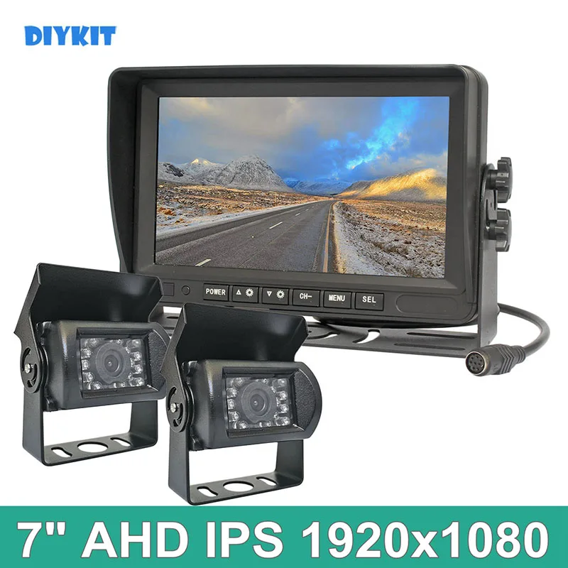 DIYKIT 1024*600 7inch AHD IPS Rear View Car Monitor Waterproof IR Night Vision 1080P AHD Backup Car Camera