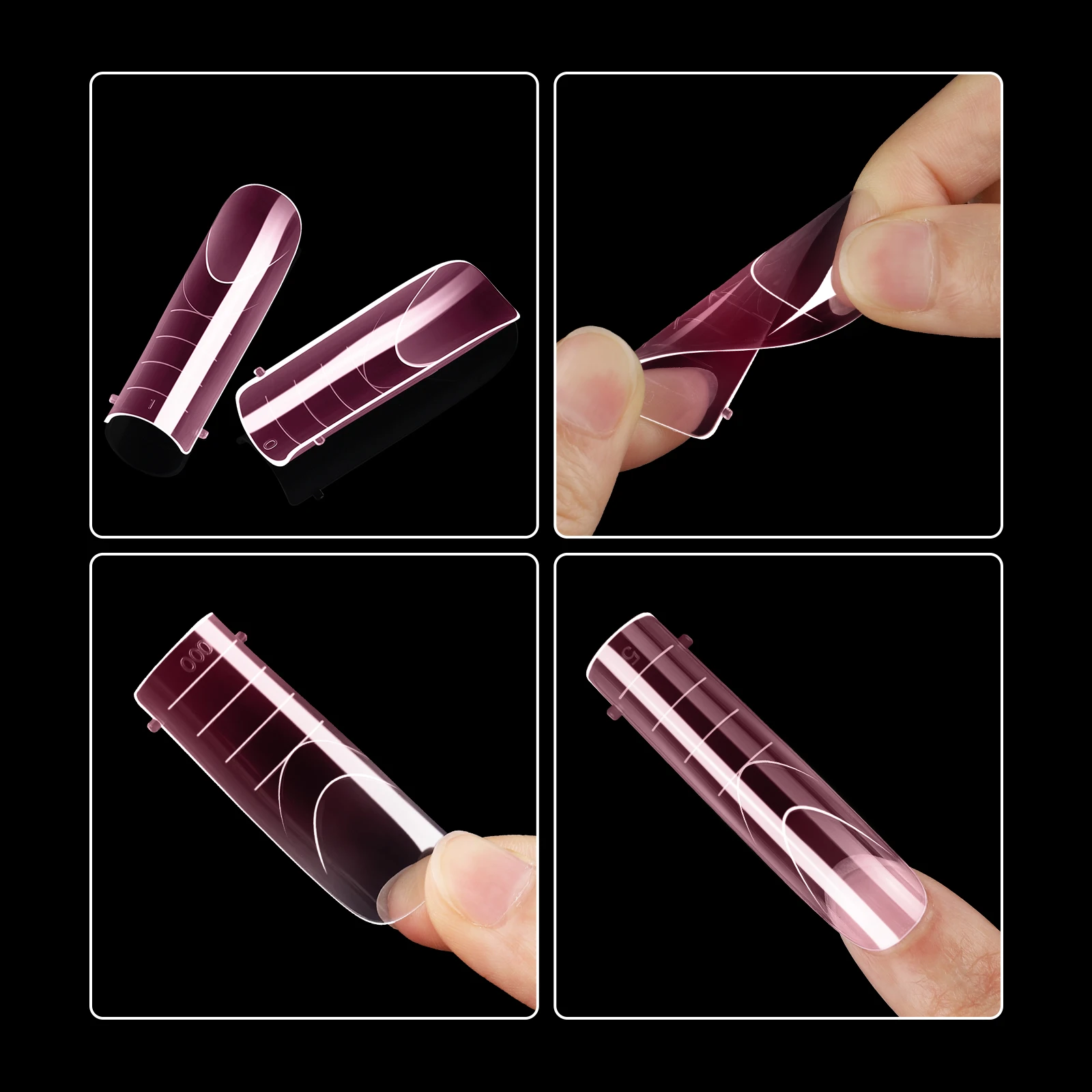 MOWOT French Square Nail Dual Forms 150 pezzi Stampo gel acrilico a costruzione rapida per estensione delle unghie Copertura completa Forme superiori per unghie riutilizzabili