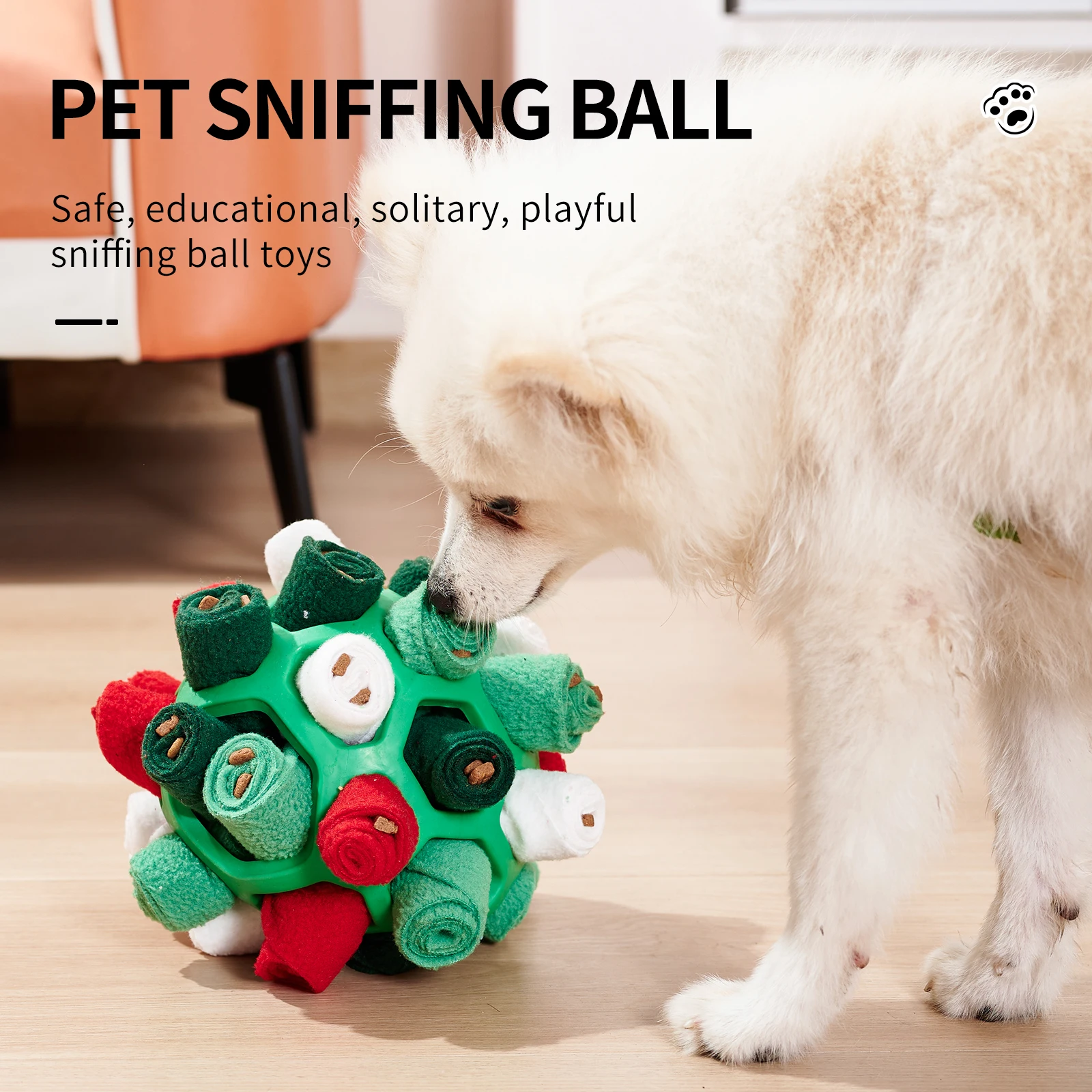 Pet Sniffing Ball Halloween Christmas Gift Toy for Pets Hiding Food Toy For Dog Interactive Rubber Ball Dog Sniffing Puzzle Toys