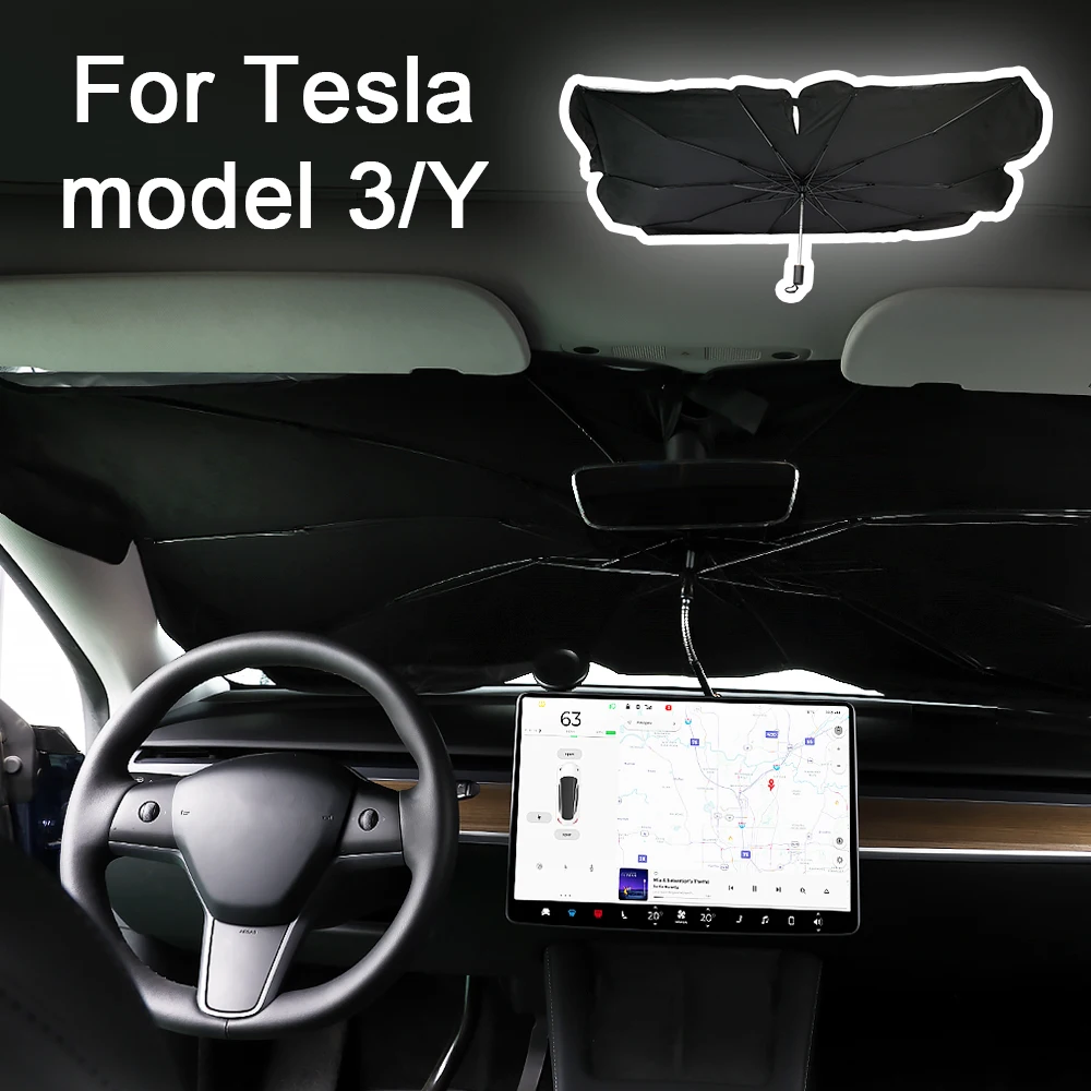 

Солнцезащитный зонт на лобовое стекло автомобиля, защита от УФ-лучей, солнцезащитный козырек, солнцезащитный козырек на переднее окно, Солнцезащитный чехол для серии Tesla Model 3/Y