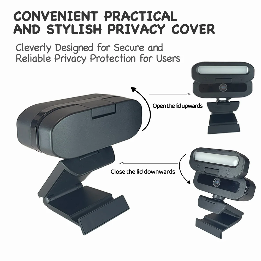 4K USB Webcam with Fill Light, Halloween Gift, Plug-and-Play, Autofocus Streaming Camera