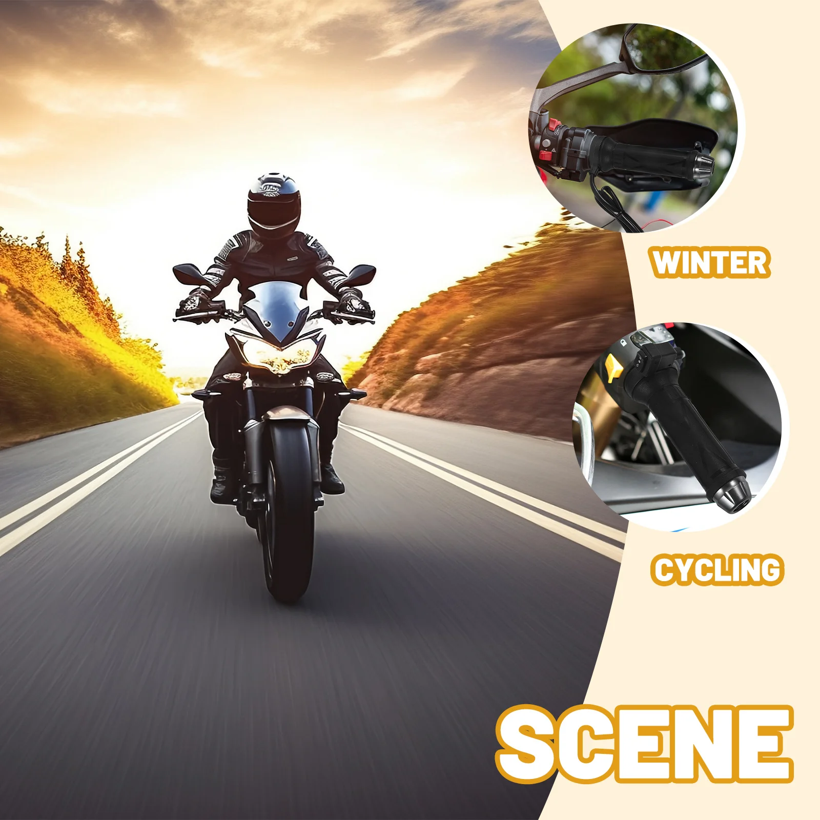 

2Pcs Motorcycle Heating Handlebars Winter Warm Heated Grips Durable Practical Cold Weather Protection Motorcycle Heating Handle