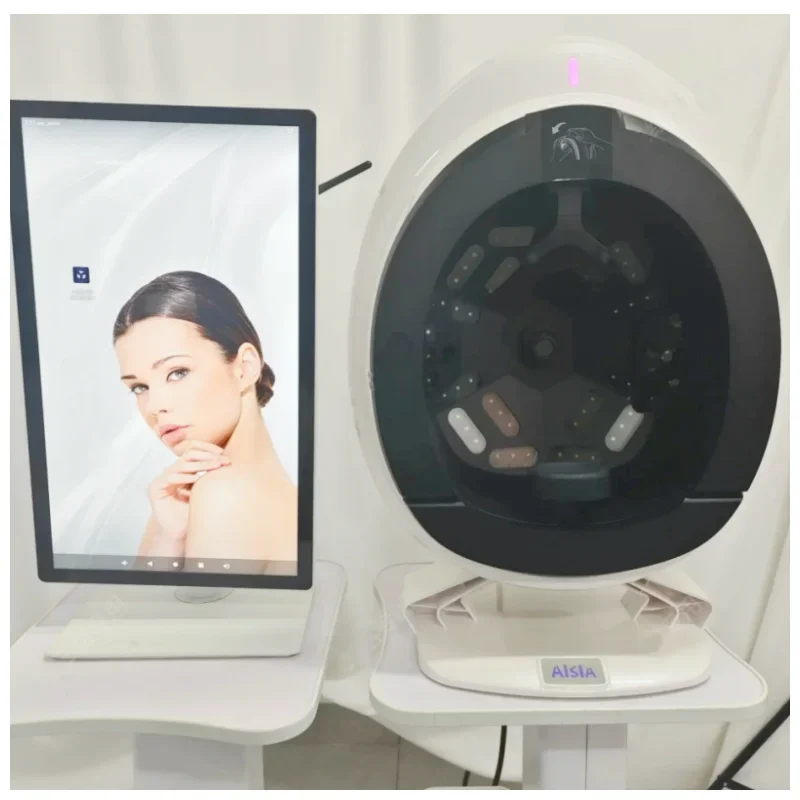 El analizador 3D de la piel facial AISIA detecta problemas de la piel con 8 equipos de belleza y peluquería de análisis Q1 profesional espectral