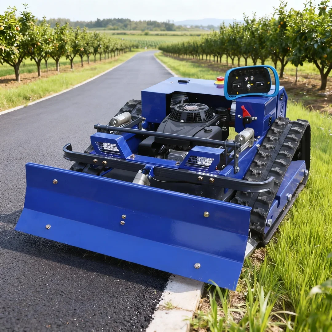 

Газонокосилка промышленного класса с дистанционным управлением по индивидуальному заказу — умный гусеничный сельскохозяйственный робот с лопаткой для снега