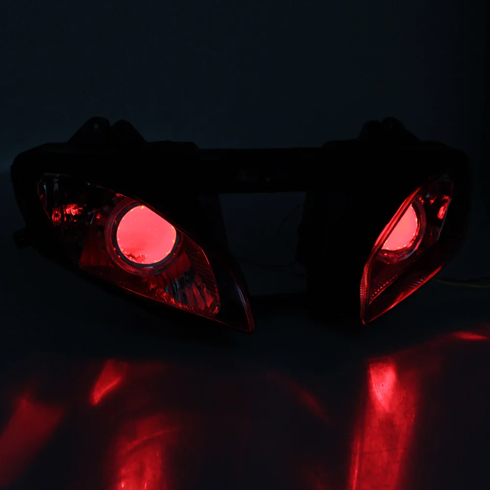 Motorcycle Headlight Custom Angel Devil Eyes Led Head Light Lamps HID Projector Headlamp Assembly For Yamaha YZF R6 r6 2008-2015