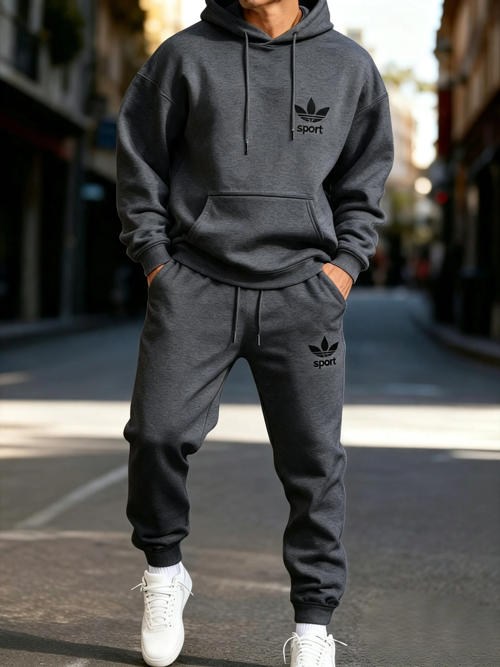 Joggers Pants - Unisex Men Women Printed Hooded Sweatshirt