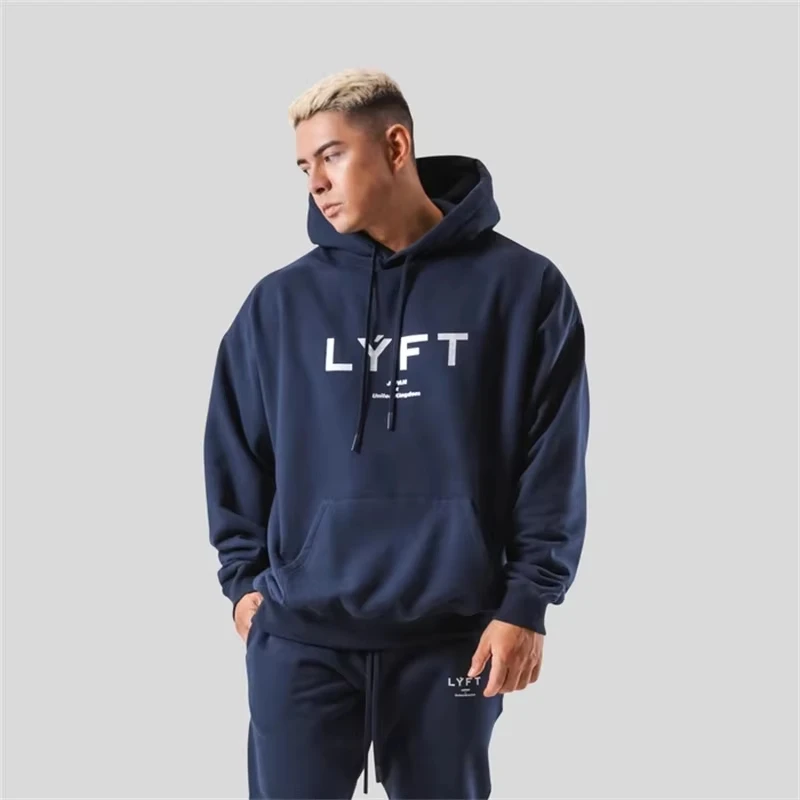 LYFT Classical LOGO Men Hoodies Winter Fleece Warm Mens Sweatshirt Fashion Streetwear Casual Men\'s Loose Pullovers Brand Hoody