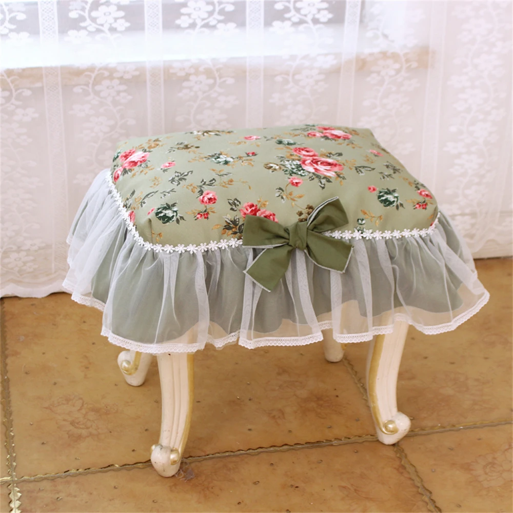 

Легкий роскошный кружевной чехол для табурета из ткани Оксфорд, прикроватная тумбочка, чехол для скамейки, подушка для табурета, маленькая скатерть с принтом роз, пылезащитный чехол