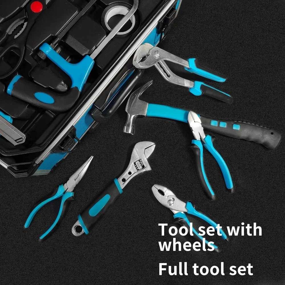 %a Tool Sets for Men,  Box with Tools, Tool Kit with Rolling  Box, Complete Tool Box Set,Household  Set