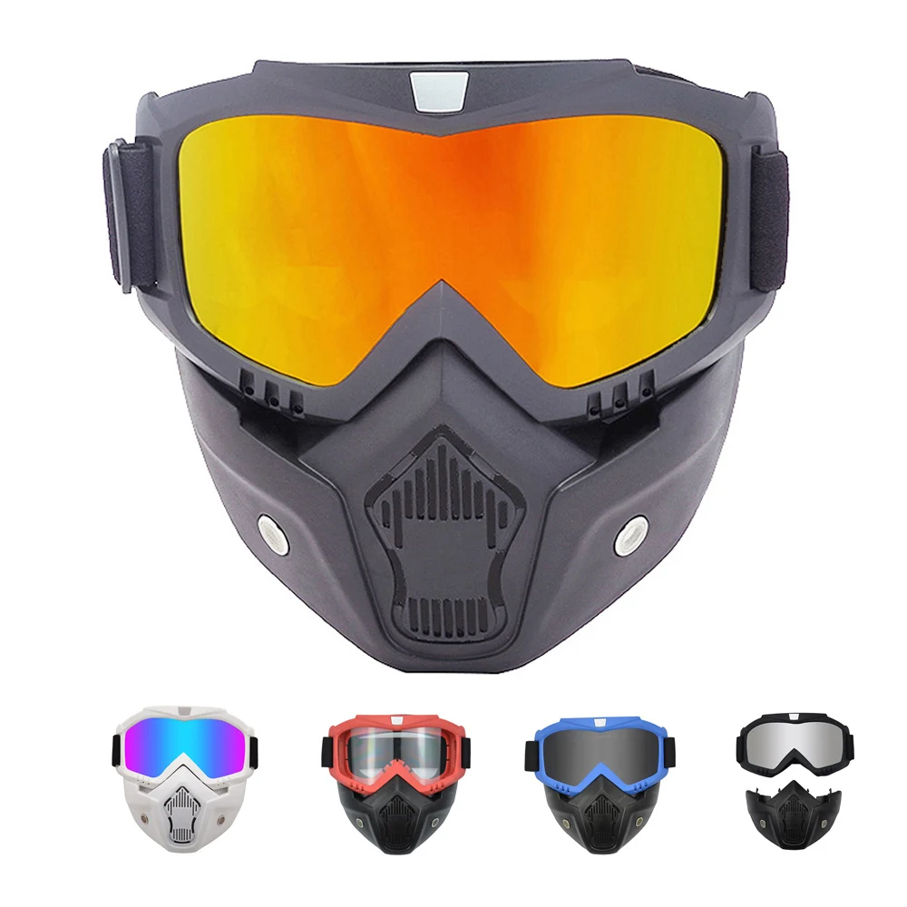 Men Women Ski Snowboard Mask Snowmobile Skiing Goggles Windproof Motocross Protective Glasses Safety Goggles with Mouth Filter