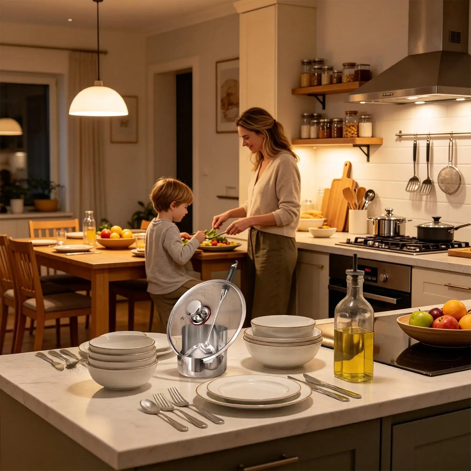 Pot Lid Holder Dishwasher Safe Upright Food Grade Kitchen Container Kitchen Utensil Holder Spoon Rest For Cutting Board Cooking