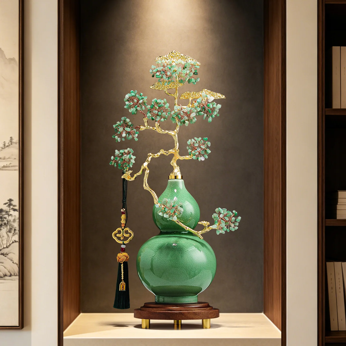 HYS  crystal stone gourd ornament high-end lucky living room TV cabinet wine cabinet decoration housewarming new
